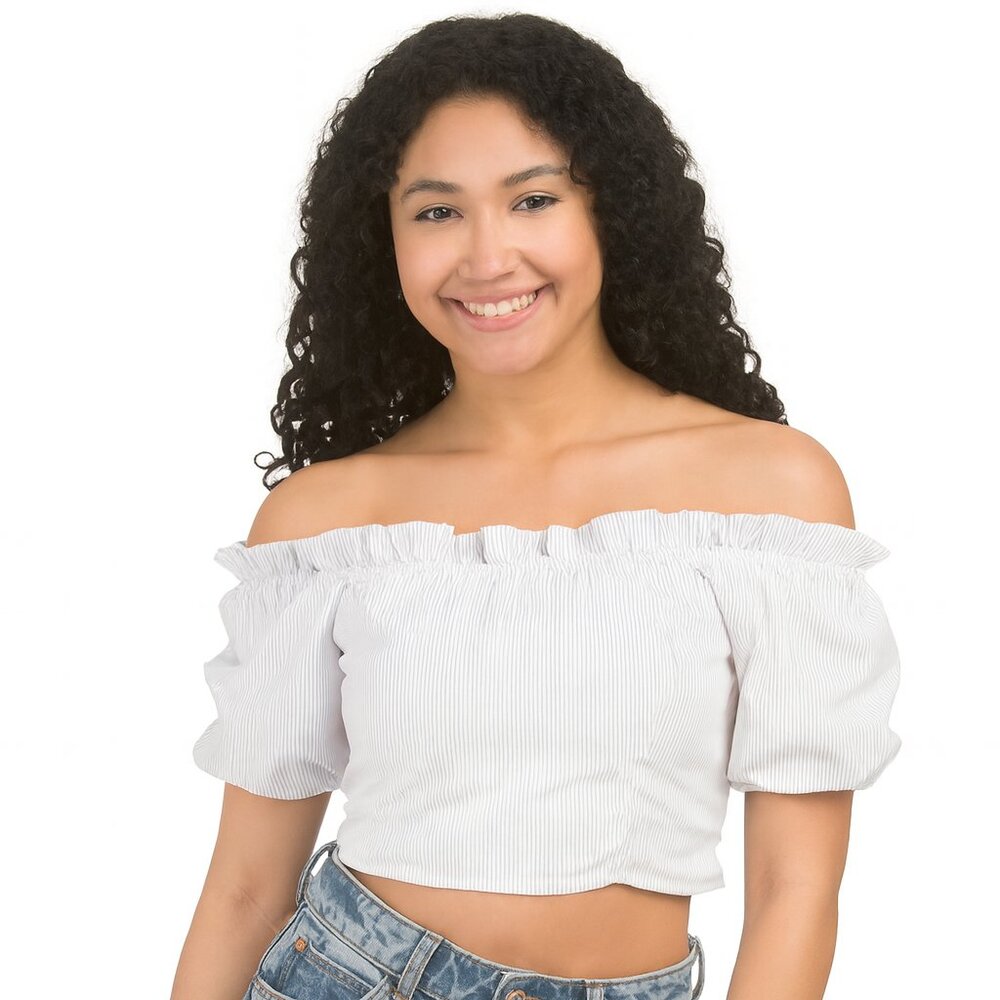 Off The Shoulder Puff Sleeve Top Size : L